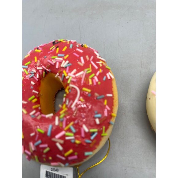 Kurt Adler sweet scoops pink white sprinkle donut ornaments set of 2  READ NEW - Picture 5 of 8